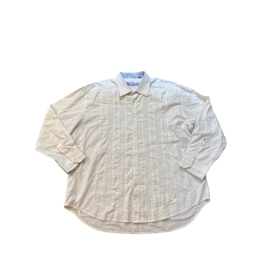 Robert Graham Button Down Shirt Mens White Embroidered Jacquard SIZE 4XL